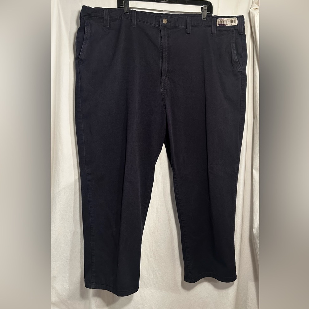 MENS 50 X 28 (TAGGED 50 X)BLUE WORKRITE FLAME RESISTANT CHINO UNIFORM WORK PANTS